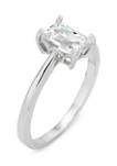 Baguette Cubic Zirconia Solitaire Ring in Sterling Silver