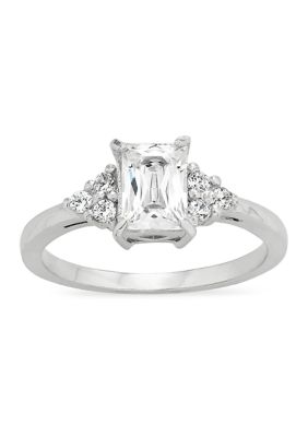 Forever New Baguette and Round Cubic Zirconia Ring in Sterling Silver