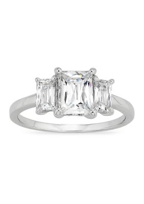 Forever New Baguette CZ 3-Stone Ring in Sterling Silver, 8