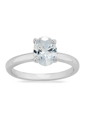 Oval Solitaire Cubic Zirconia Ring Sterling Silver