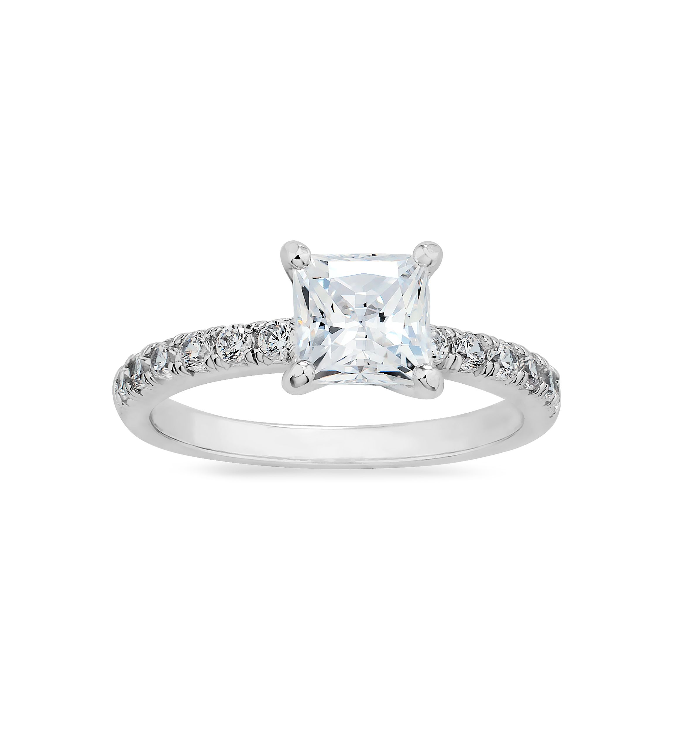 Square CZ Square Ring in Sterling Silver