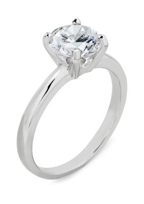 Round Cubic Zirconia Solitaire Ring Sterling Silver