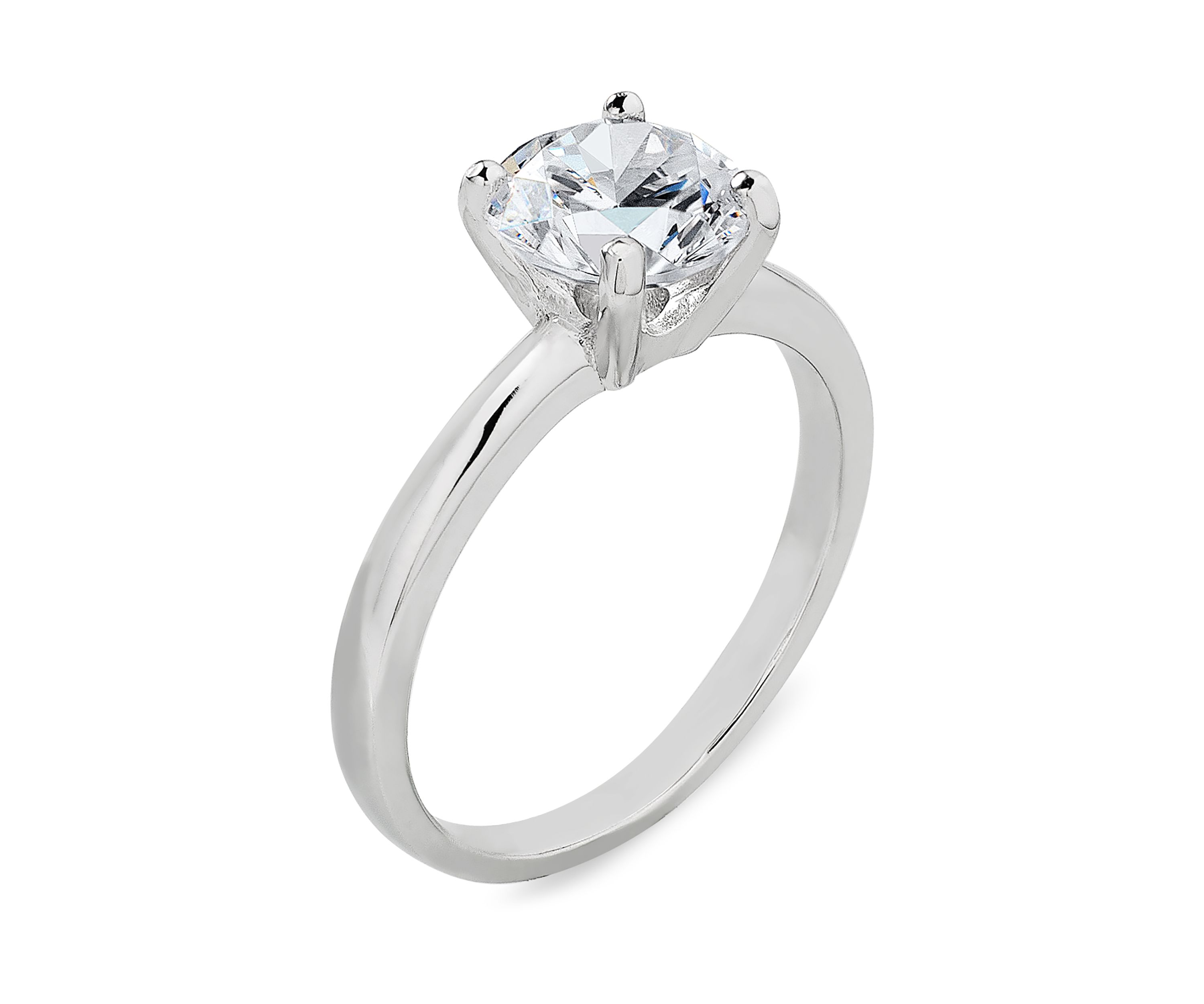 Round Cubic Zirconia Solitaire Ring in Sterling Silver