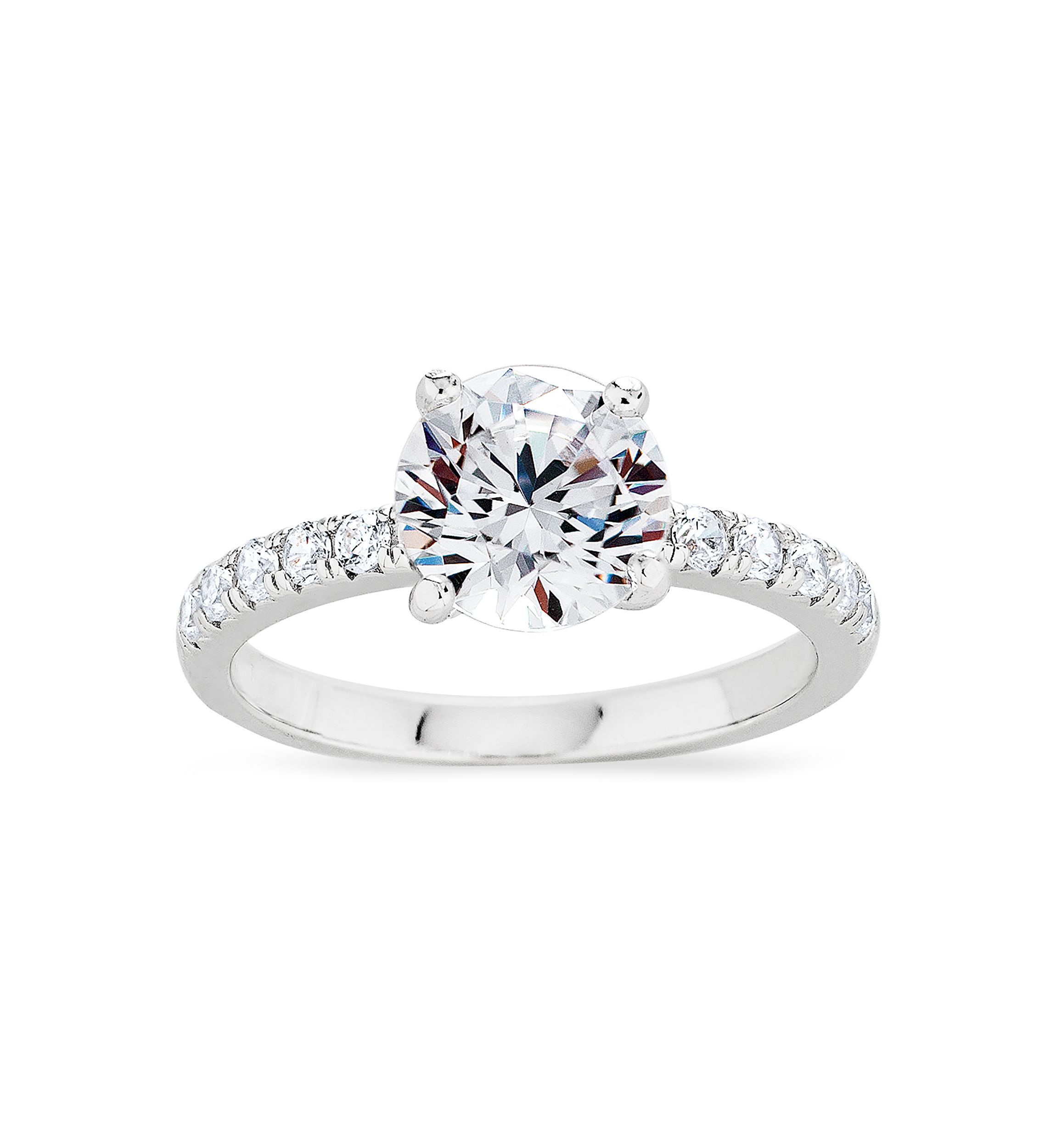 Round Cubic Zirconia Ring in Sterling Silver