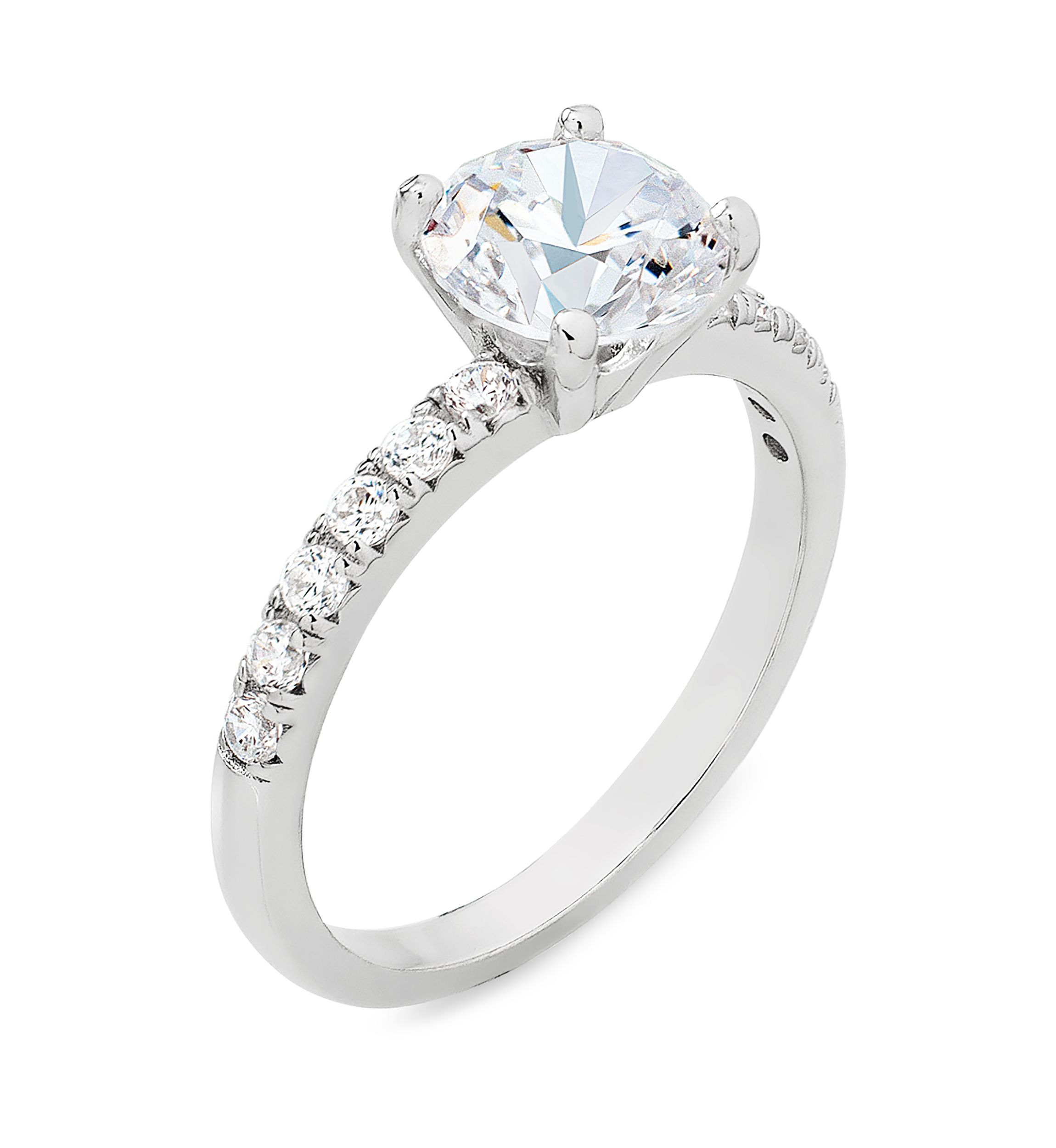Round Cubic Zirconia Ring in Sterling Silver