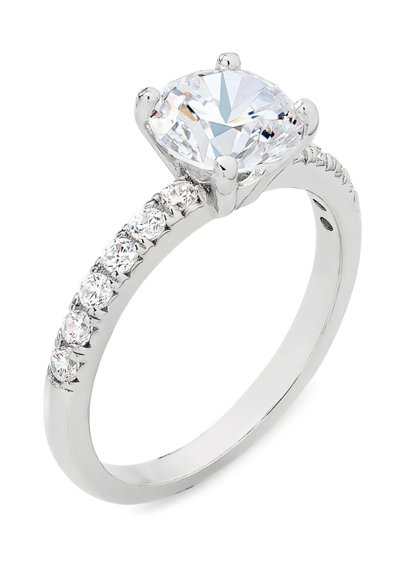 Round Cubic Zirconia Ring in Sterling Silver
