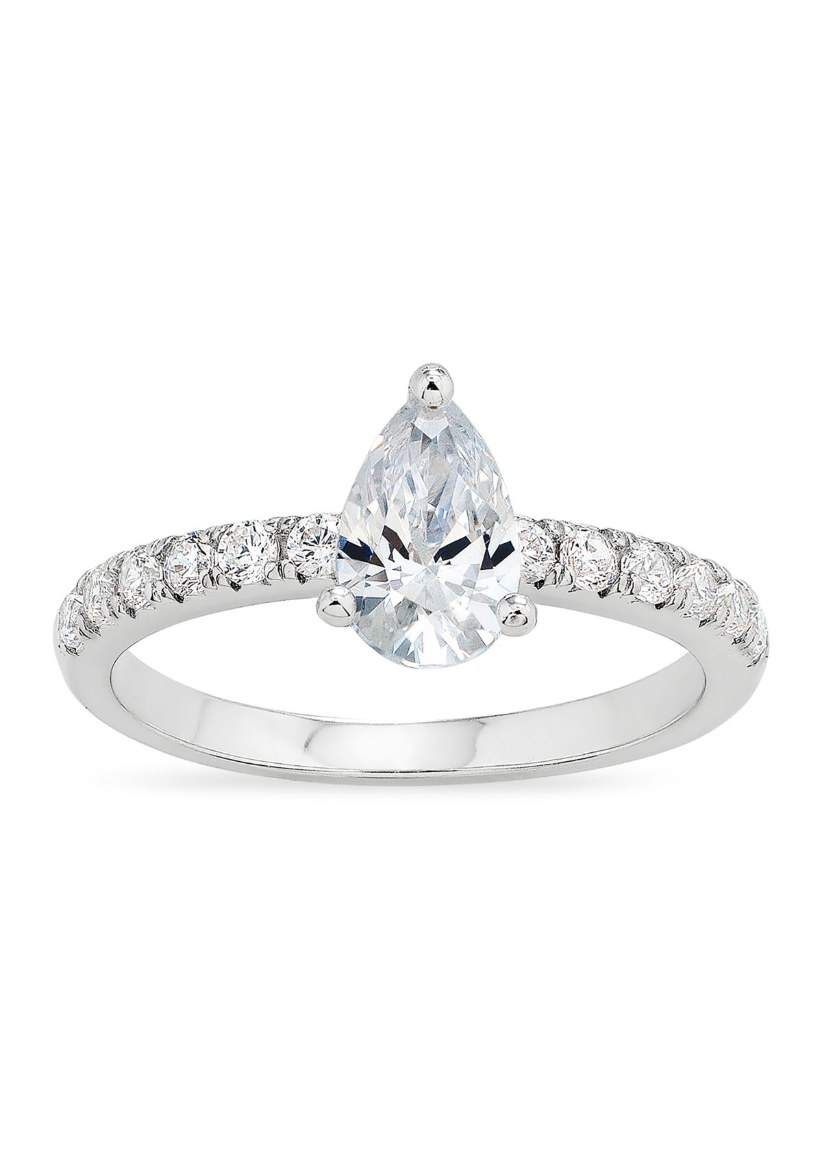 Pear Cubic Zirconia Ring in Sterling Silver