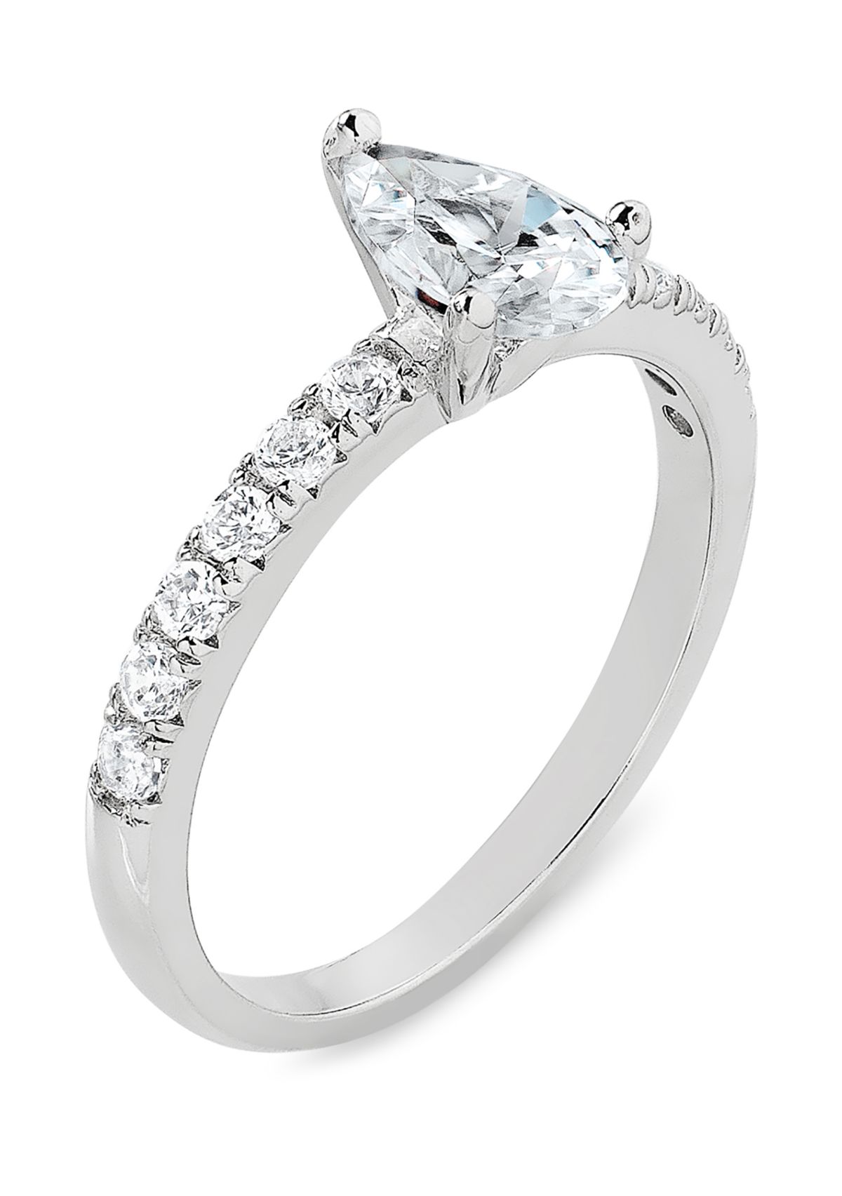 Pear Cubic Zirconia Ring in Sterling Silver