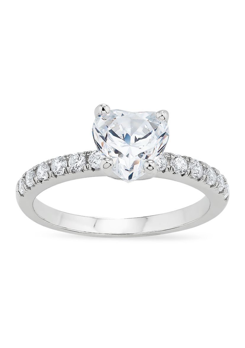 Heart Cubic Zirconia Ring in Sterling Silver