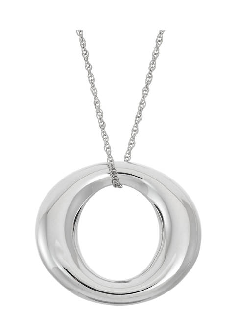 18-Inch Sterling Silver Puff Graduated Circle Pendant Necklace