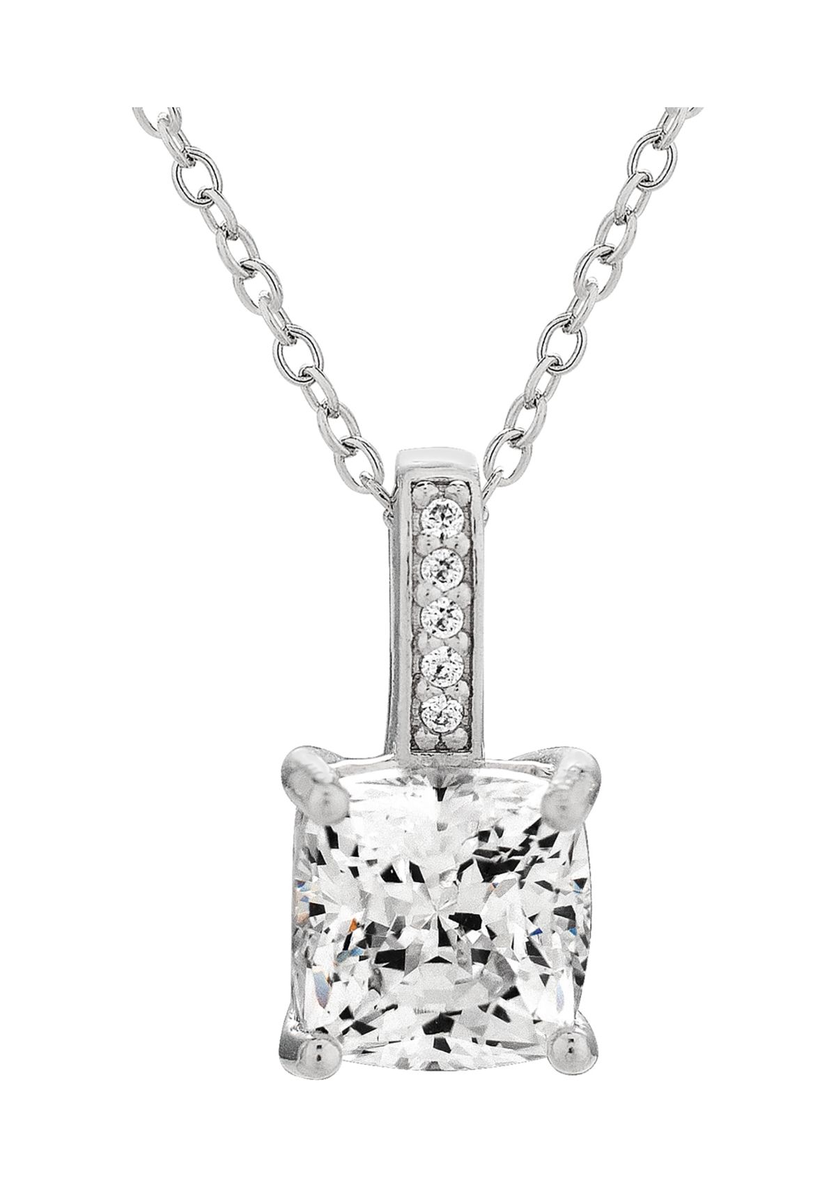 Cushion CZ Pendant in Steling Silver