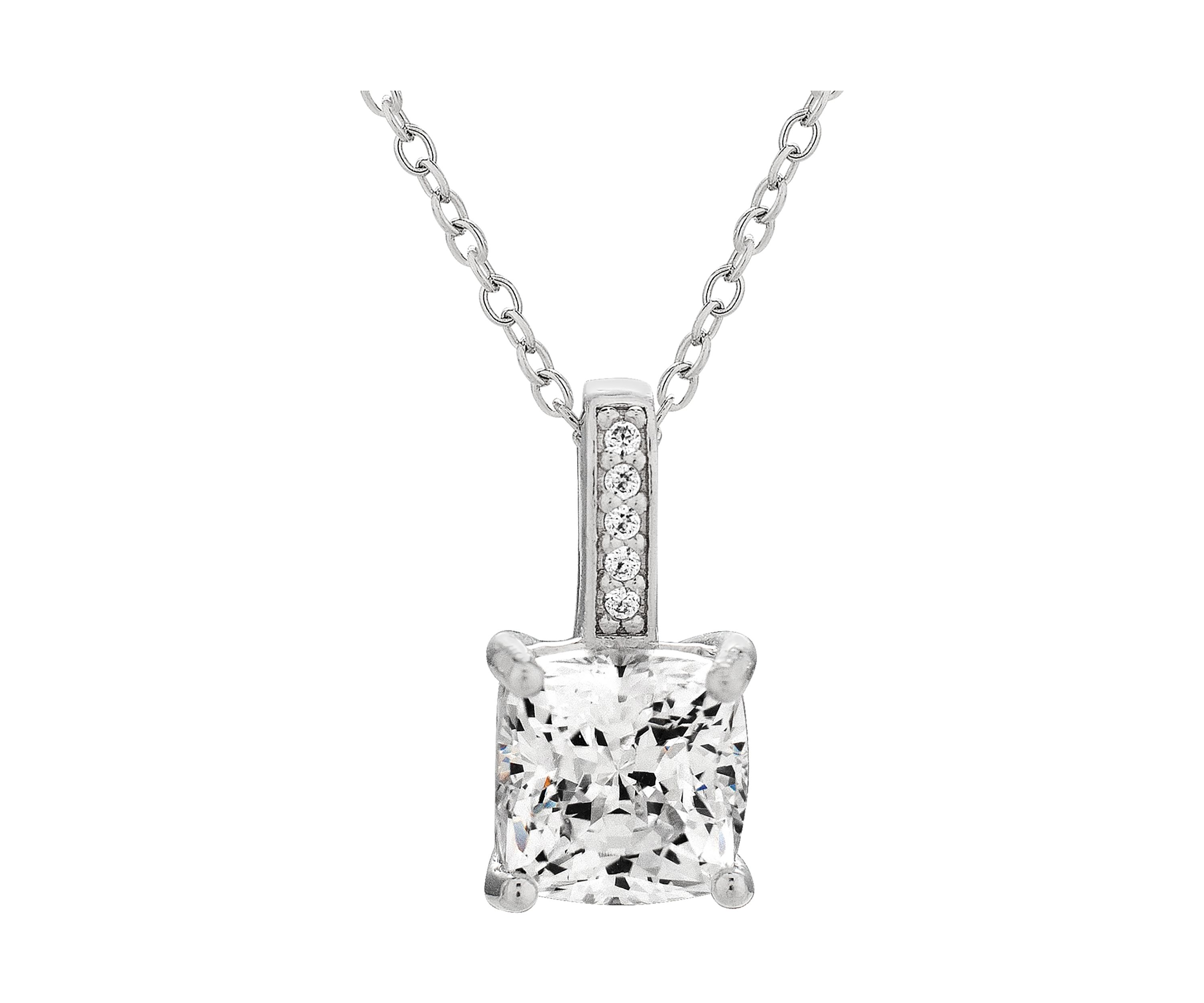 Cushion CZ Pendant in Steling Silver