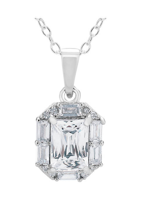 Forever New Baguette and CZ Pendant in Sterling