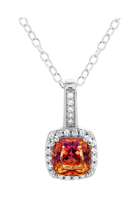 Vibrant Red CZ Pendant in Sterling Silver