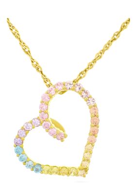 Forever New Featuring Swarovski Zirconia Rainbow Cubic Zirconia Heart Necklace In 14K Gold Plated Sterling Silver