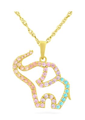 Forever New Featuring Swarovski Zirconia Rainbow Cubic Zirconia Elephant Necklace In 14K Gold Plated Sterling Silver