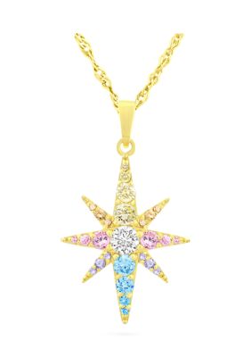 Forever New Featuring Swarovski Zirconia Rainbow Cubic Zirconia Starburst Necklace In 14K Gold Plated Sterling Silver