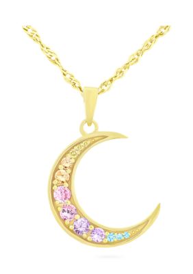 Forever New Featuring Swarovski Zirconia Rainbow Cubic Zirconia Moon Necklace In 14K Gold Plated Sterling Silver