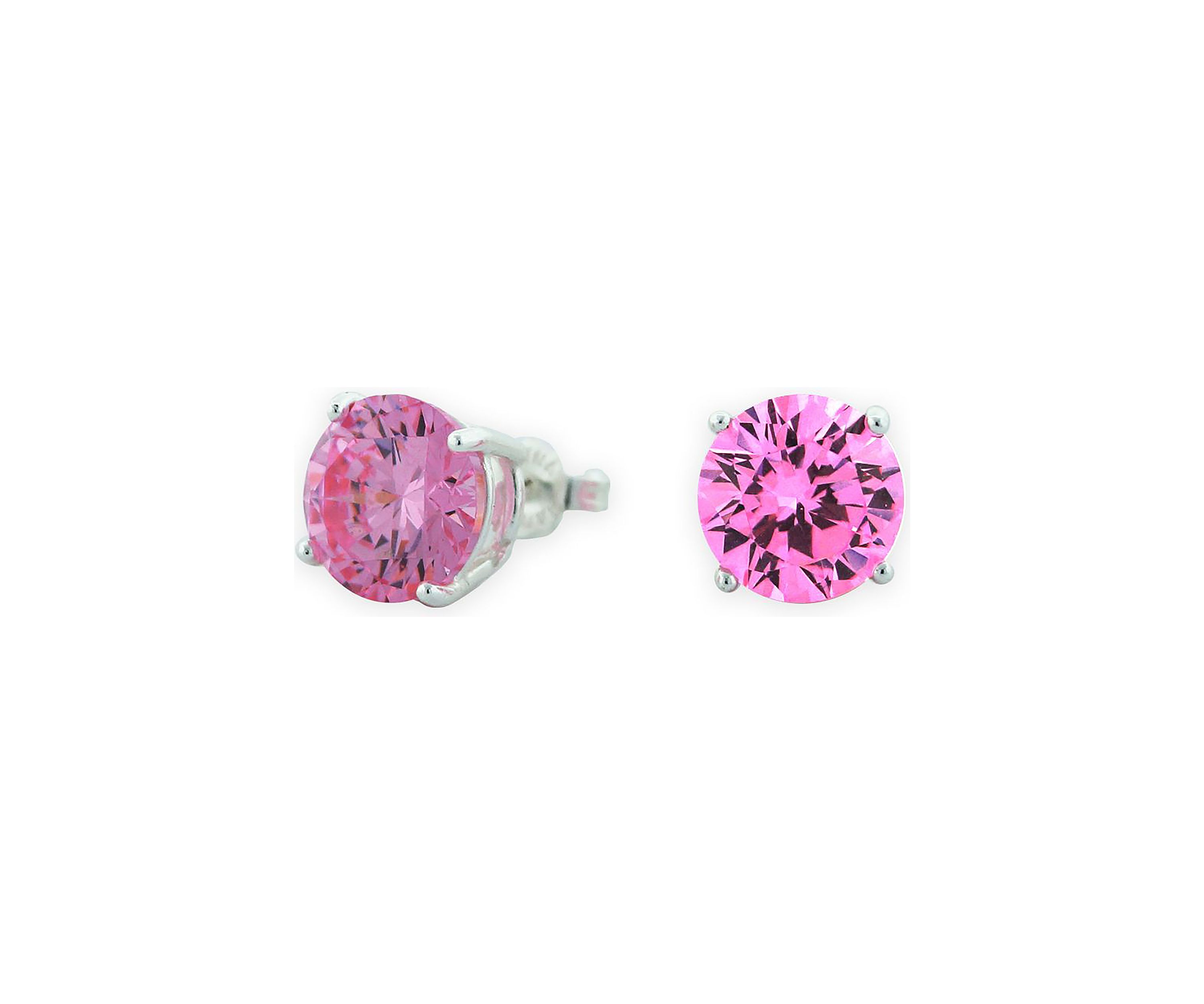 Lab Created Pink Cubic Zirconia 8mm Round Stud Earrings in Sterling Silver