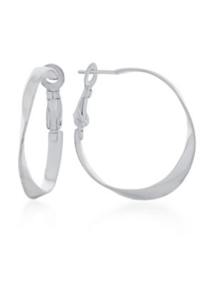 Forever New Sterling Silver Polished Twist Hoop Earrings