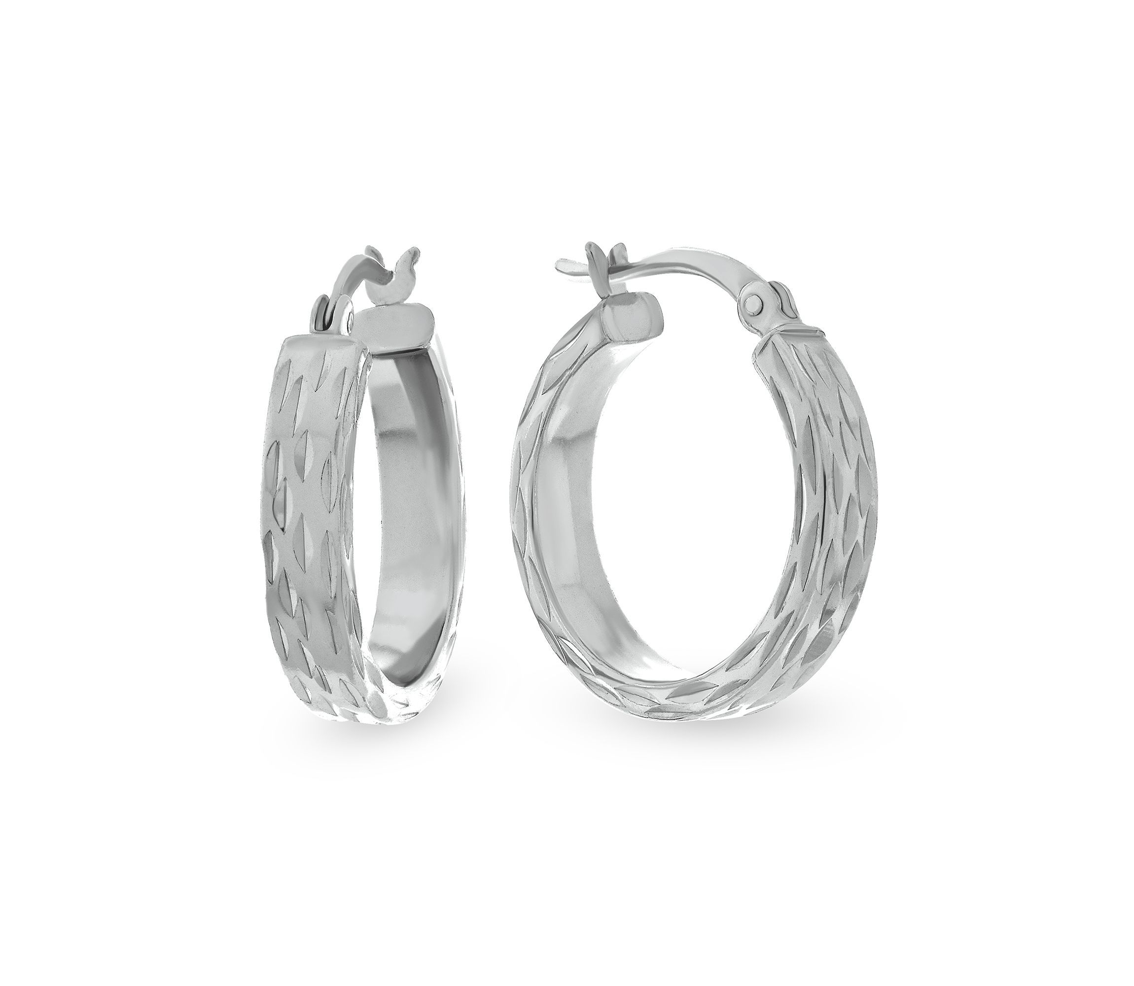 Sterling Silver Diamond Cut Hoop Earrings