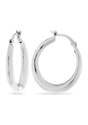 Designs by Helen Andrews Sterling Silver Graduated Polished Hoop Earrings