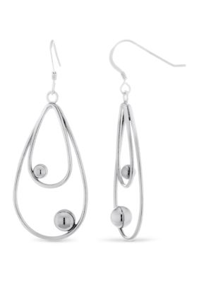 Designs by Helen Andrews Sterling Silver High Polished Pear with Ball Drop Earrings