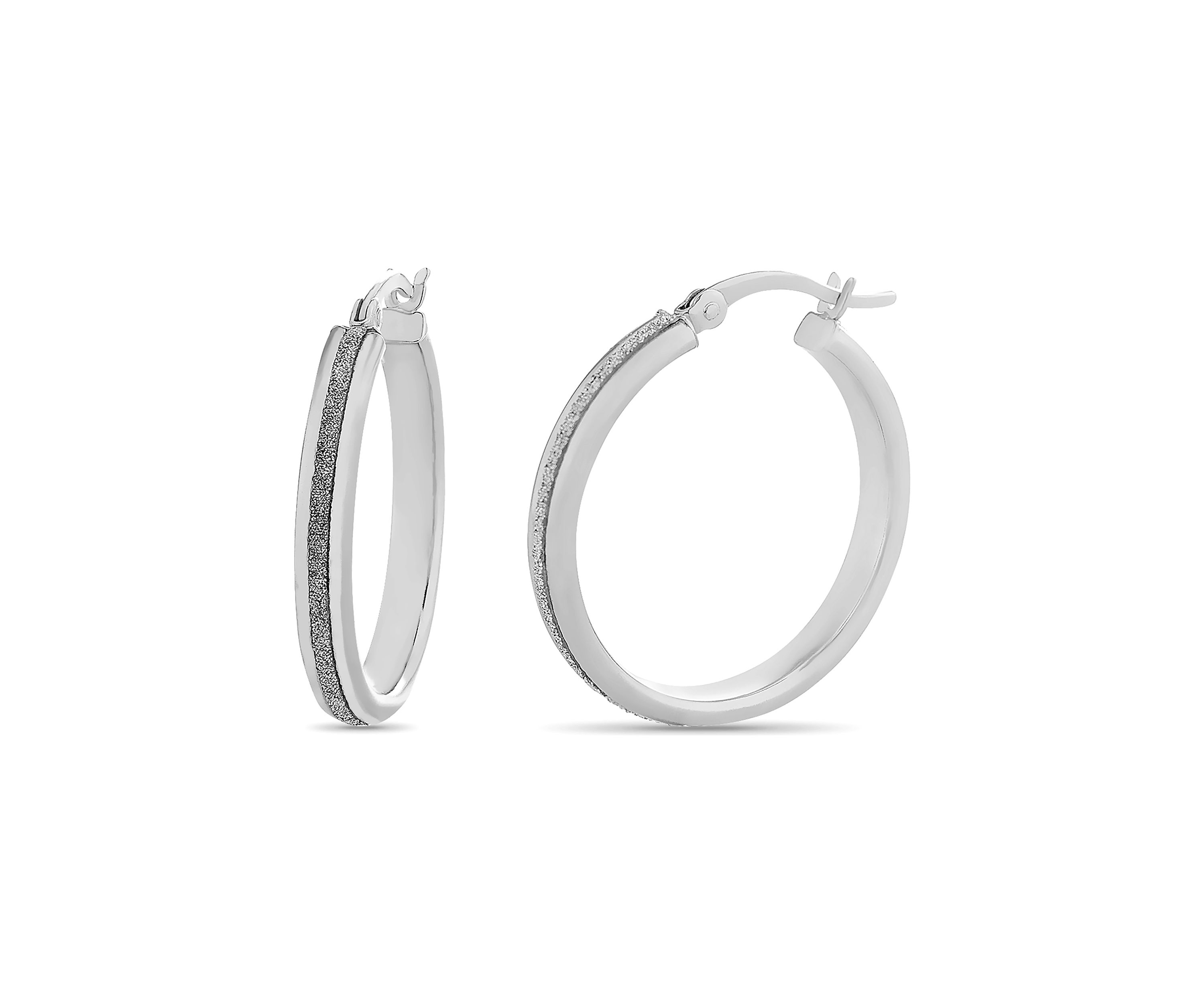  Sterling Silver Glitter Hoop Earrings 