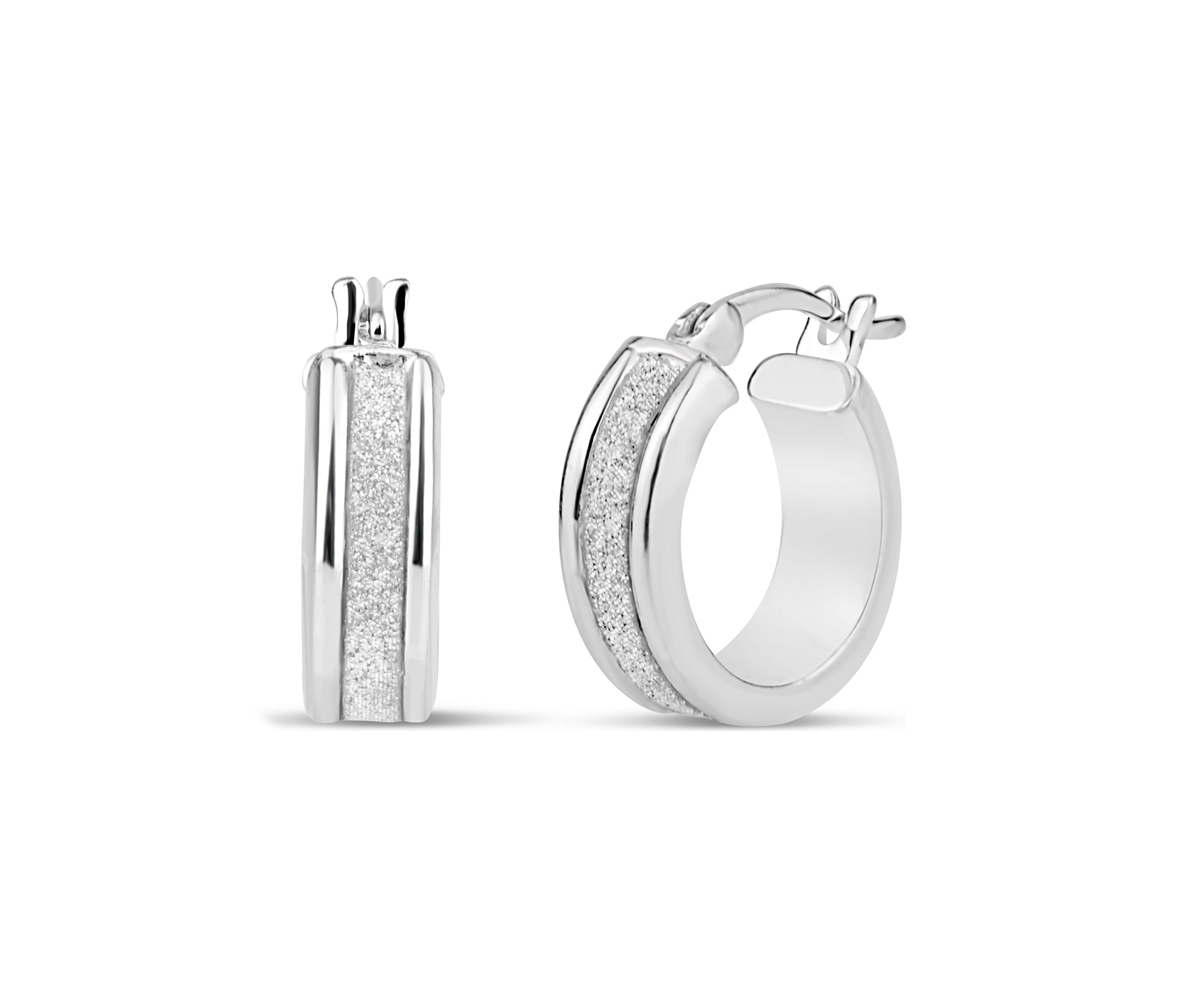  Sterling Silver Glitter Hoop Earrings 