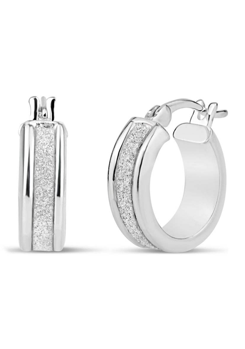  Sterling Silver Glitter Hoop Earrings 