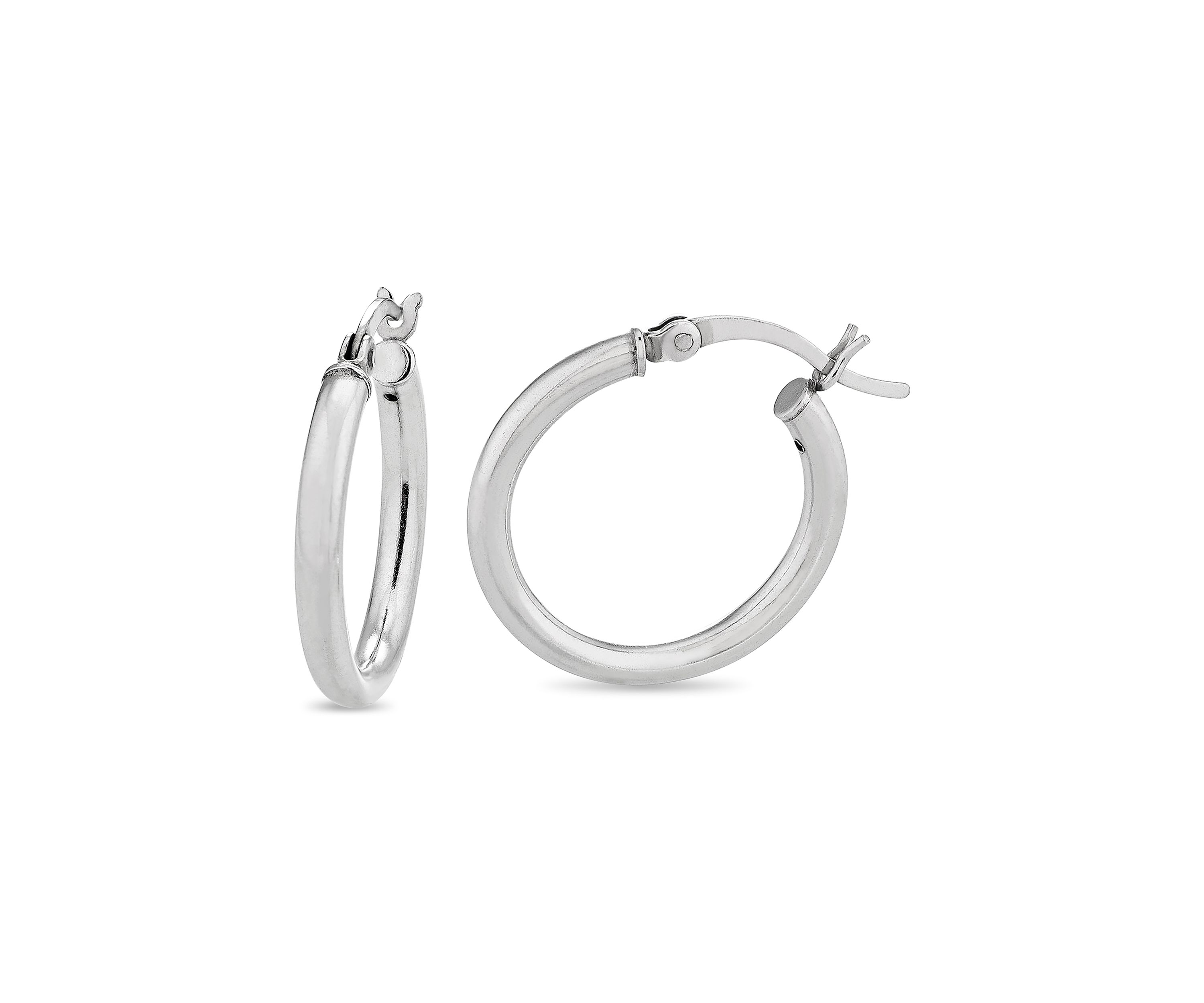  Sterling Silver Polished, Diamond Cut and Glitter 3-Pair Hoop Earring Set 