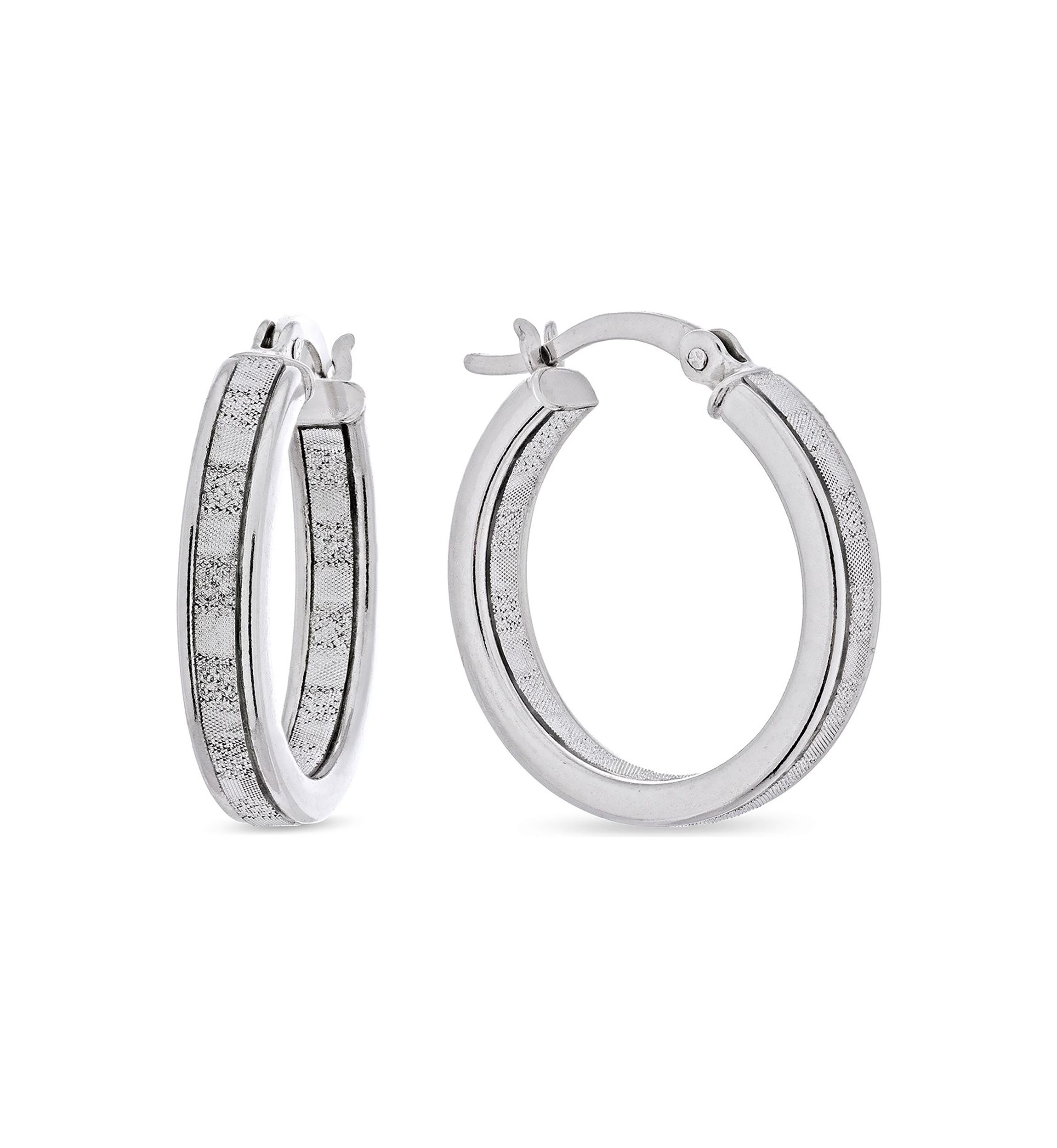 Graduated 3 Pair Glitter Hoop Earring Set in Sterling Silver
