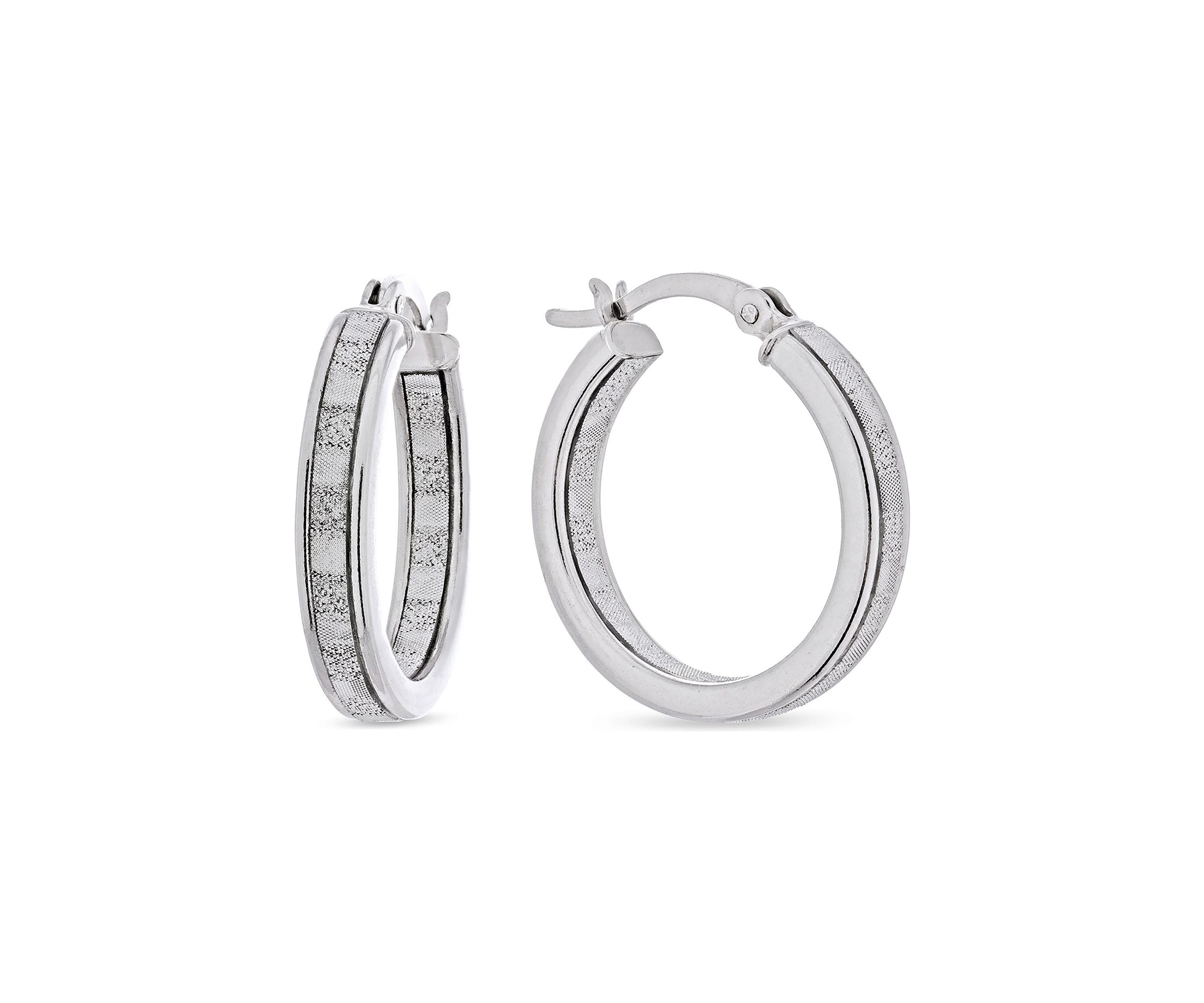 Graduated 3 Pair Glitter Hoop Earring Set in Sterling Silver