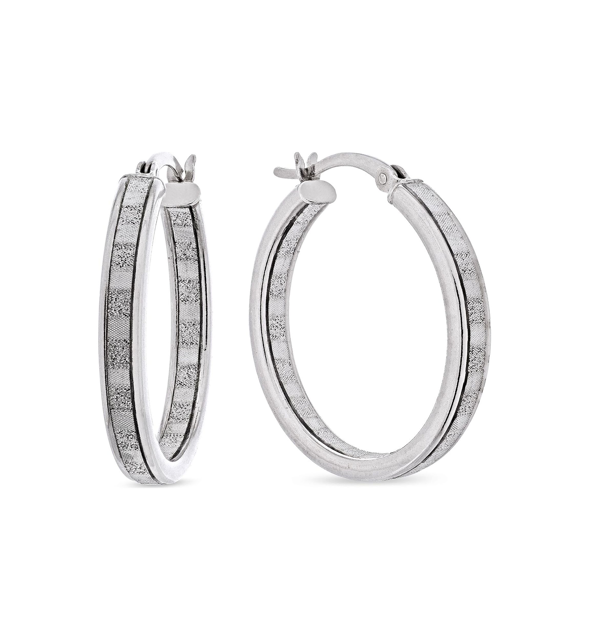 Graduated 3 Pair Glitter Hoop Earring Set in Sterling Silver