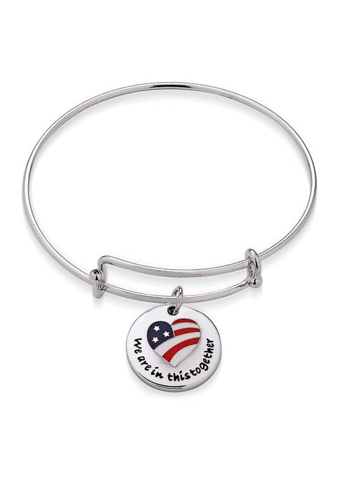 Sterling Silver "We Are In This Together" Flag Round Charm Bangle