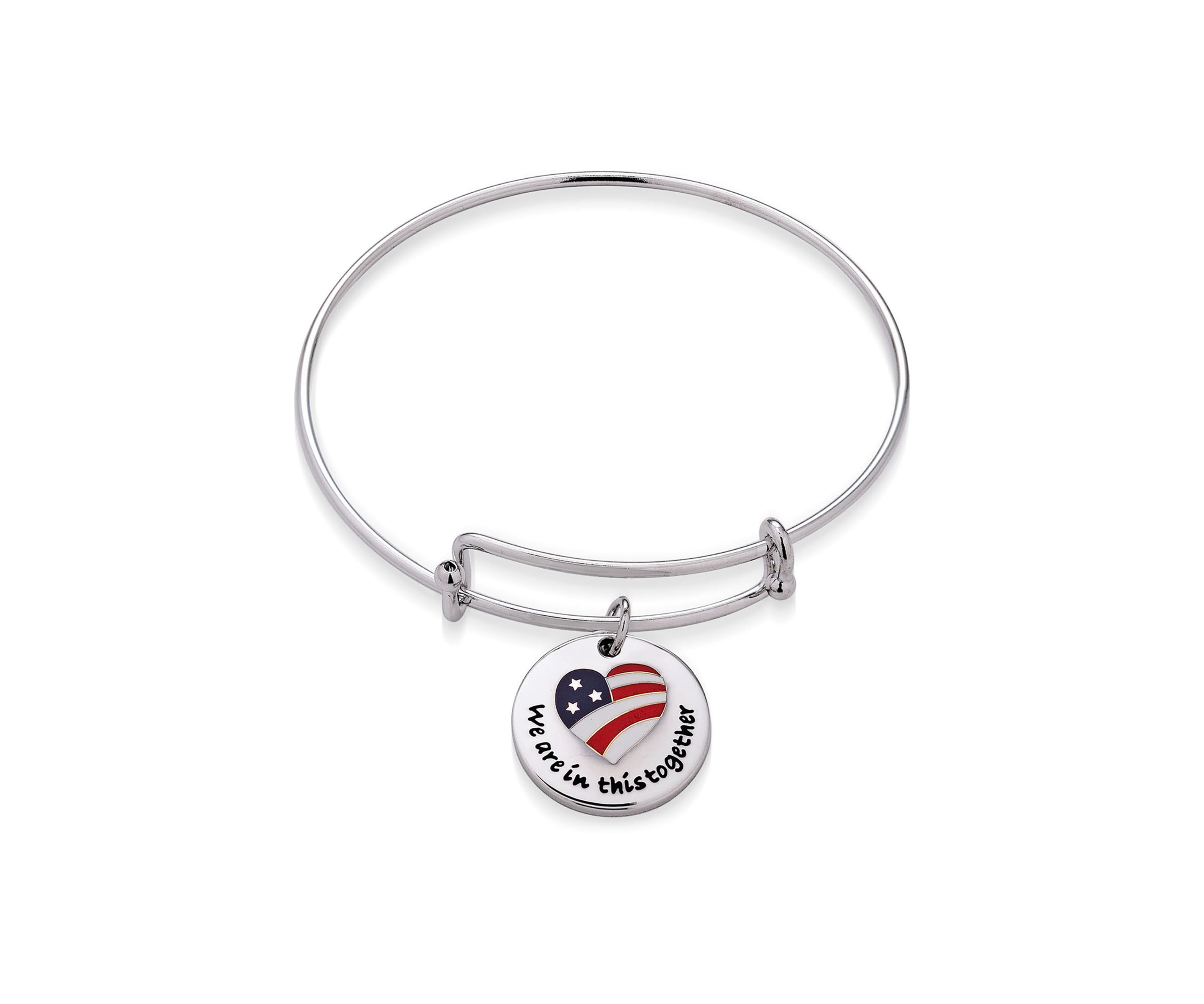 Sterling Silver "We Are In This Together" Flag Round Charm Bangle