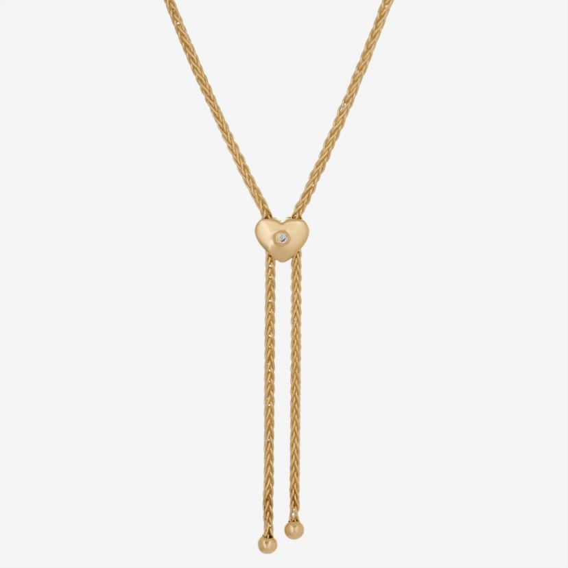 Lab Created 18K Gold Plated Sterling Silver White Cubic Zirconia Triple Wheat Curved Bar 7-10 Inch Adjustable Bolo Bracelet