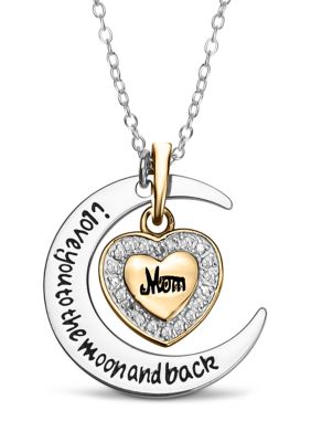 Forever New featuring Swarovski Zirconia Diamond Accent I Love You To The Moon Pendant in Two Tone Sterling Silver