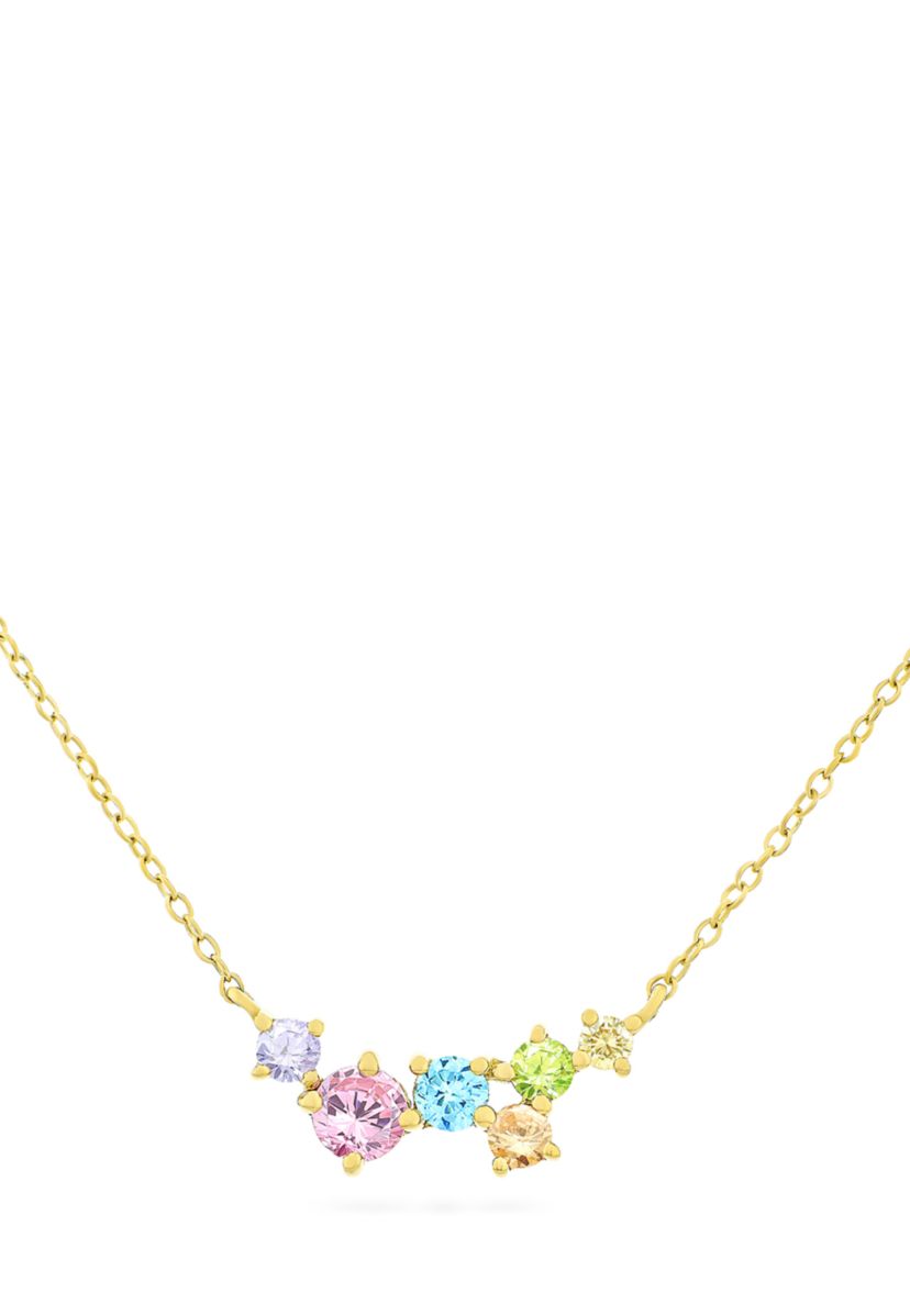 Rainbow Multi Cubic Zirconia Necklace in 14K Gold Plated Sterling Silver