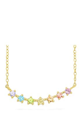 Forever New Featuring Swarovski Zirconia Rainbow Multi Round Cubic Zirconia Necklace In 14K Gold Plated Sterling Silver