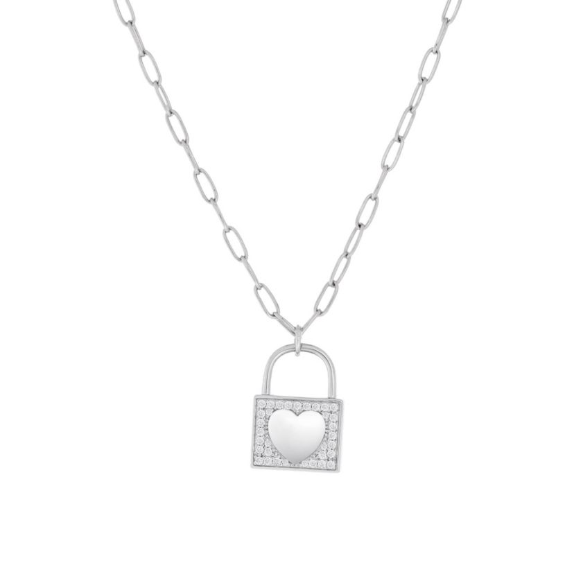 Lab Created Sterling Silver White Cubic Zirconia Locket Pendant 18-Inch Necklace