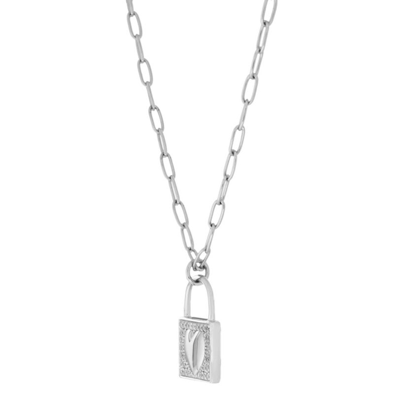 Lab Created Sterling Silver White Cubic Zirconia Locket Pendant 18-Inch Necklace