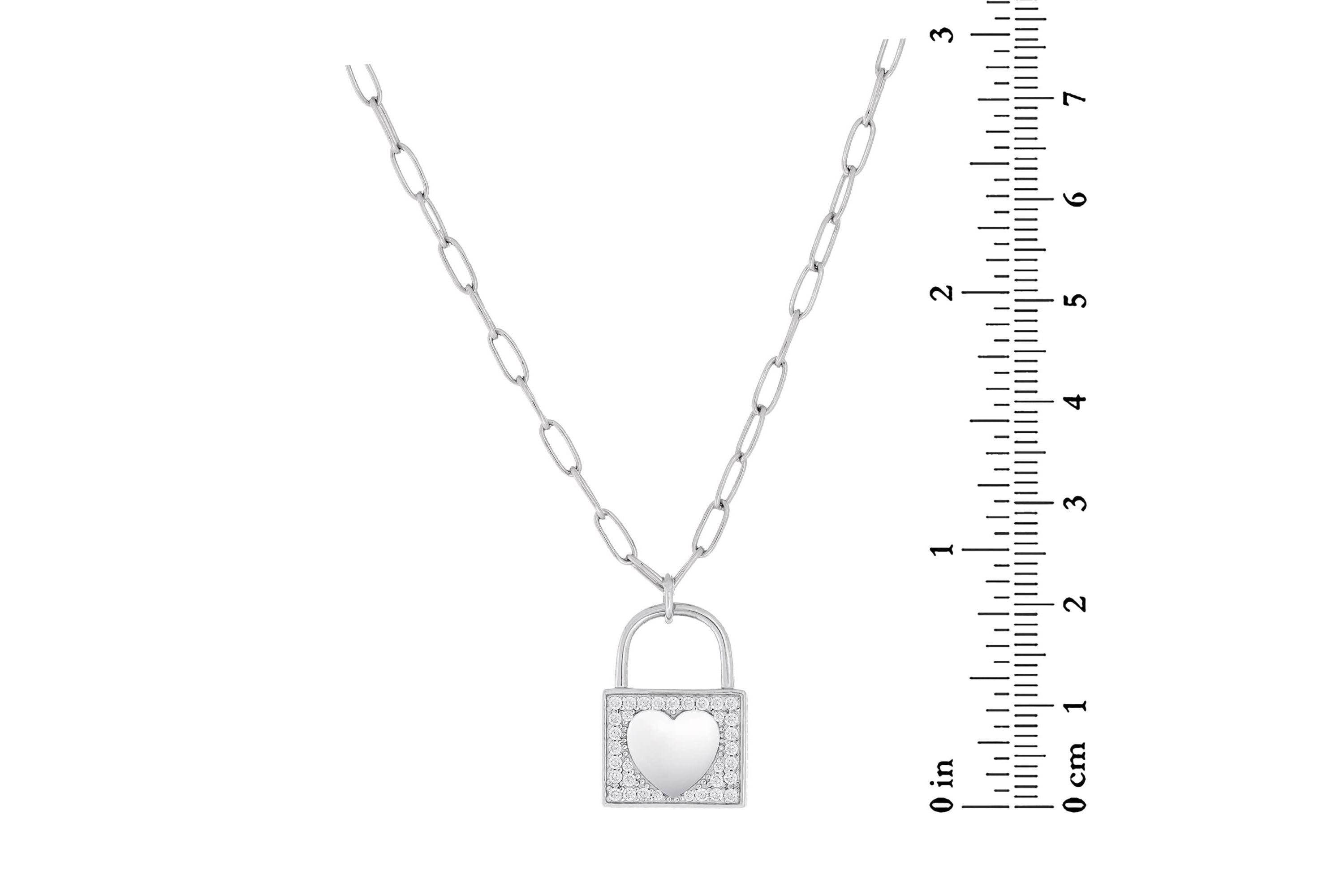 Lab Created Sterling Silver White Cubic Zirconia Locket Pendant 18-Inch Necklace