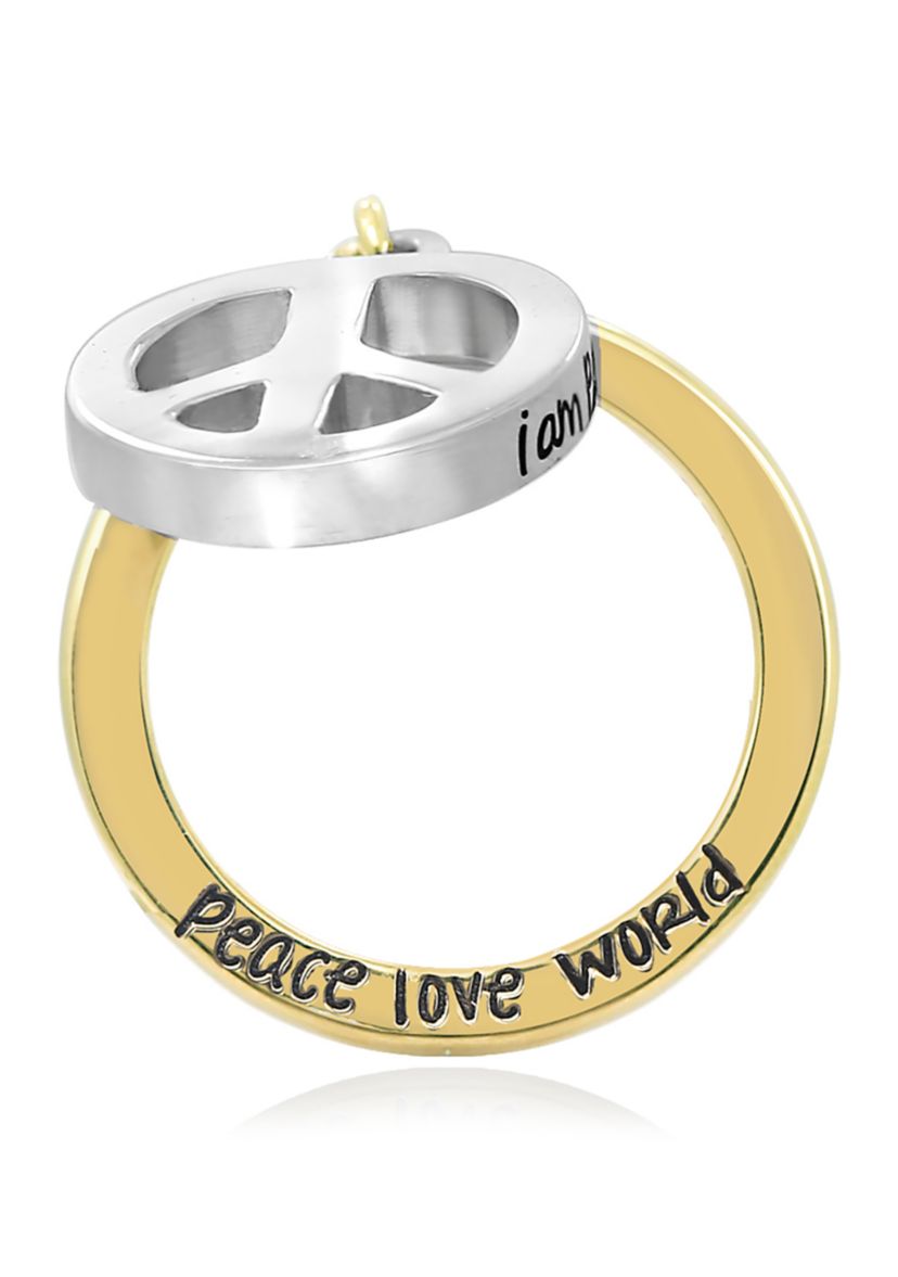 Peace Charm Dangle Ring, Sterling Silver