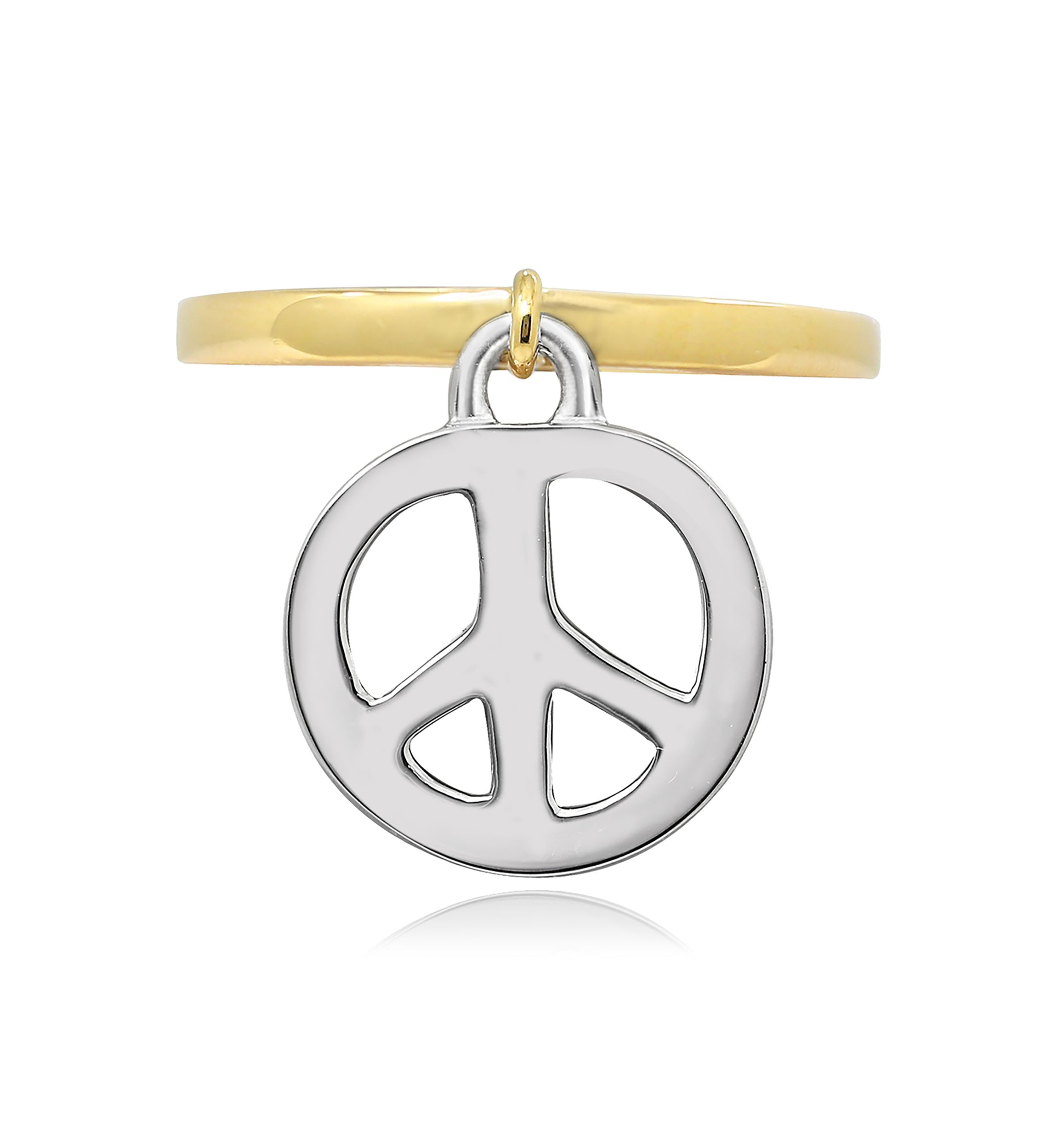 Peace Charm Dangle Ring, Sterling Silver