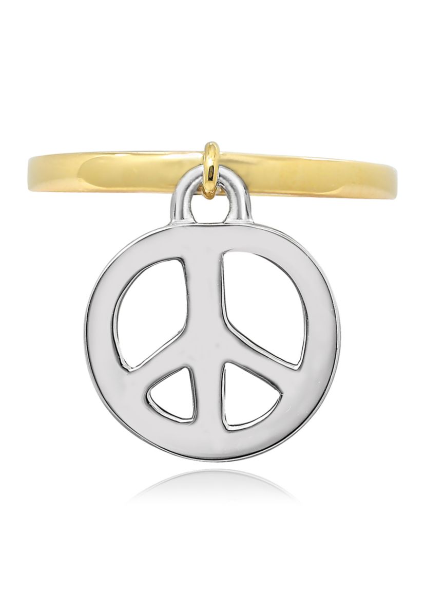 Peace Charm Dangle Ring, Sterling Silver
