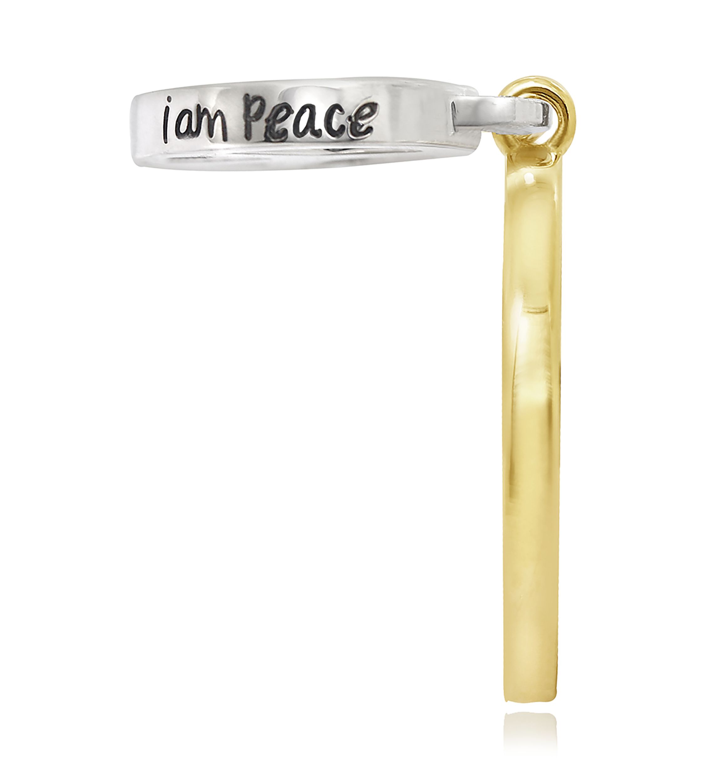 Peace Charm Dangle Ring, Sterling Silver