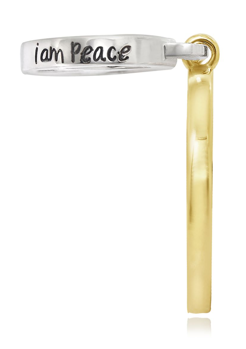 Peace Charm Dangle Ring, Sterling Silver