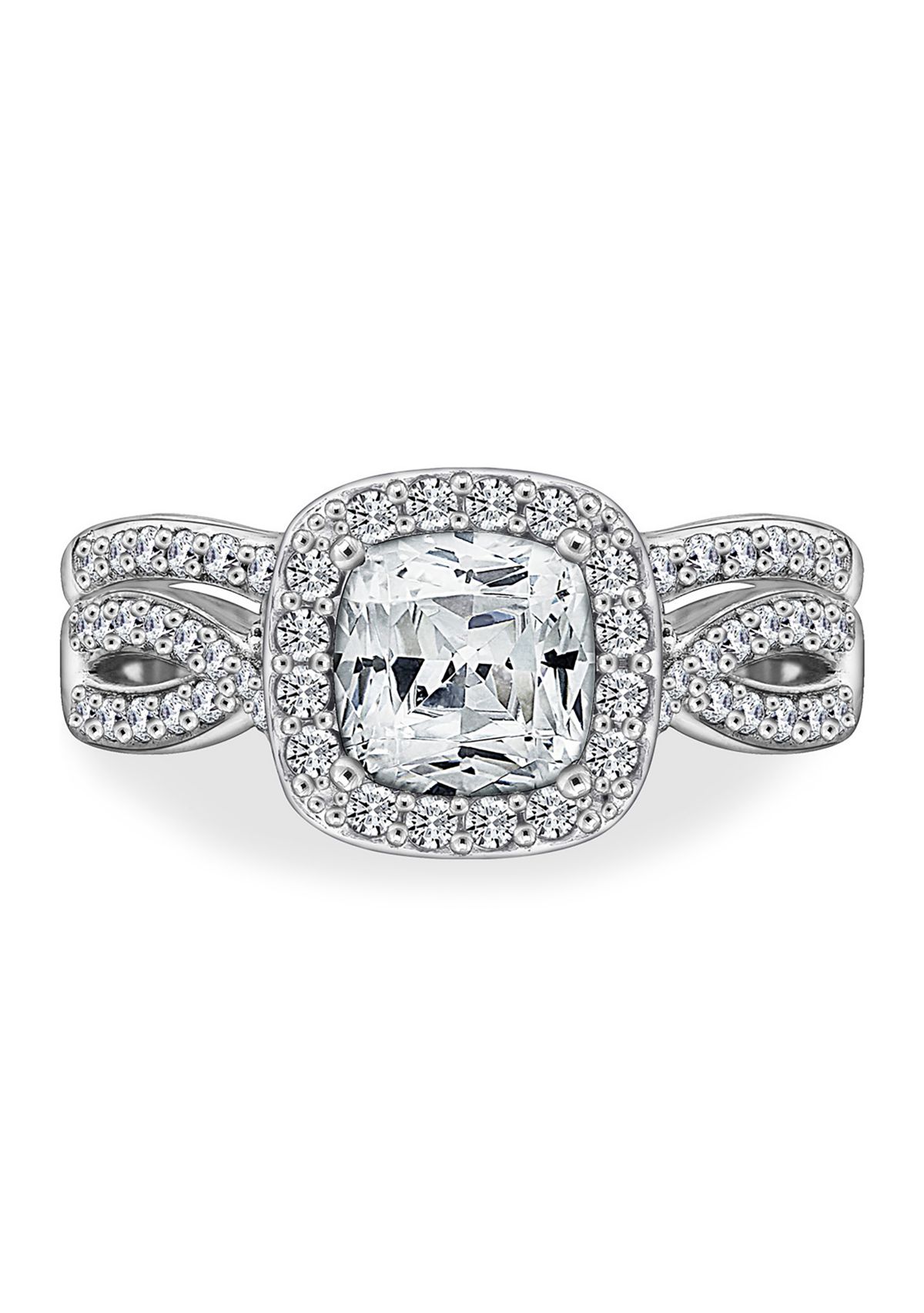 Sterling Silver Platinum Plated Swarovski® Zirconia 2-Piece Bridal Ring Set