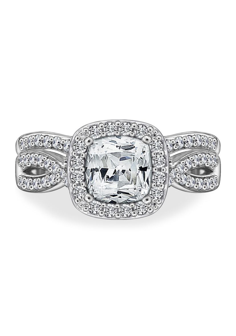 Sterling Silver Platinum Plated Swarovski® Zirconia 2-Piece Bridal Ring Set